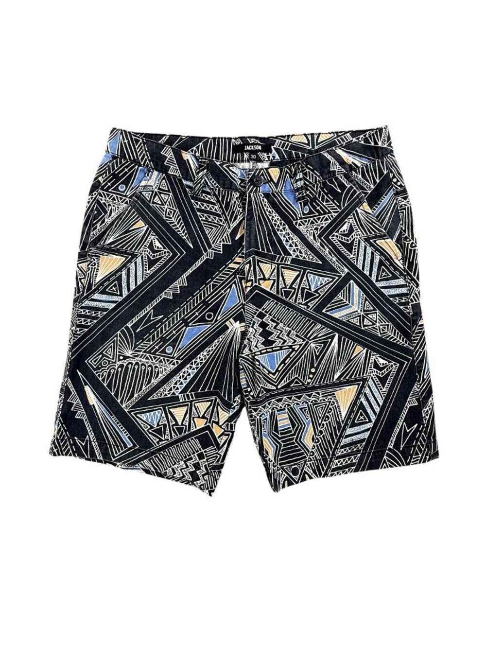 Jackson Shorts Mens 30 Black Tribal Geometric Print Chino Cotton Casual Summer